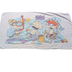 Vintage Rugrats Beach Towel White Angelica Tommy Chucky Cotton Vacation